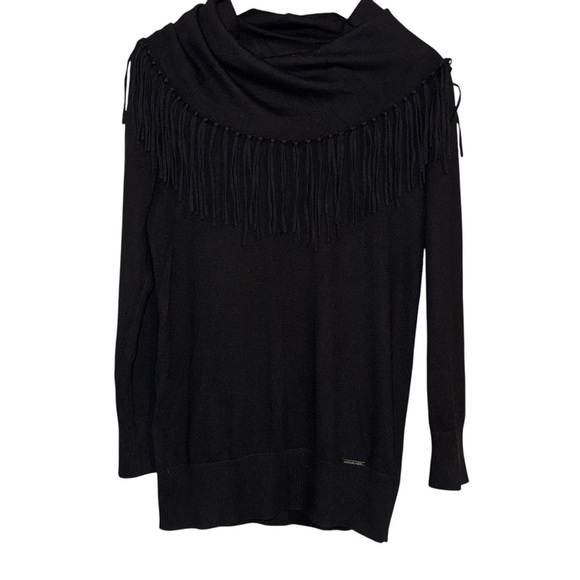 Michael Kors pullover top cowl neck with fringe tassels size S - Picture 2 of 5